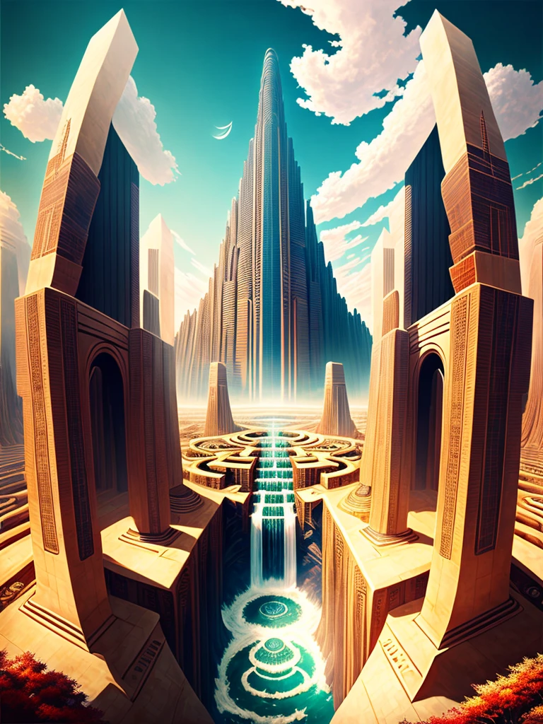 Best Quality，8k，Huge underground city，Underground Labyrinth，Anime Art，mysterious，universe，Super huge structure，Super huge torii，A gigantic building stretching into the sky，Multidimensional，A world beyond imagination，High Dimension，Fantasy，future，Different space，Nature，romantic，waterfall，universe，A world beyond imagination，Dream world，New World，Huge river，masterpiece，最高masterpiece，perfection，