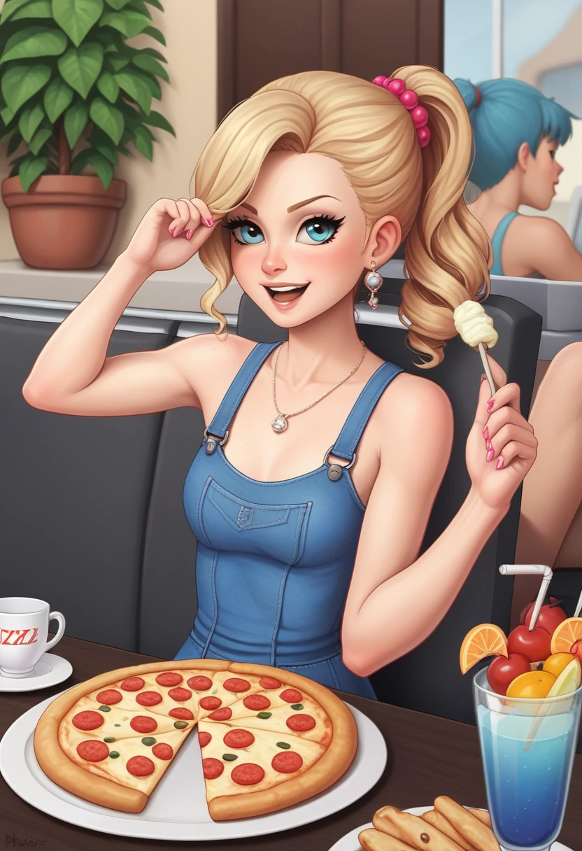 woman party pizza