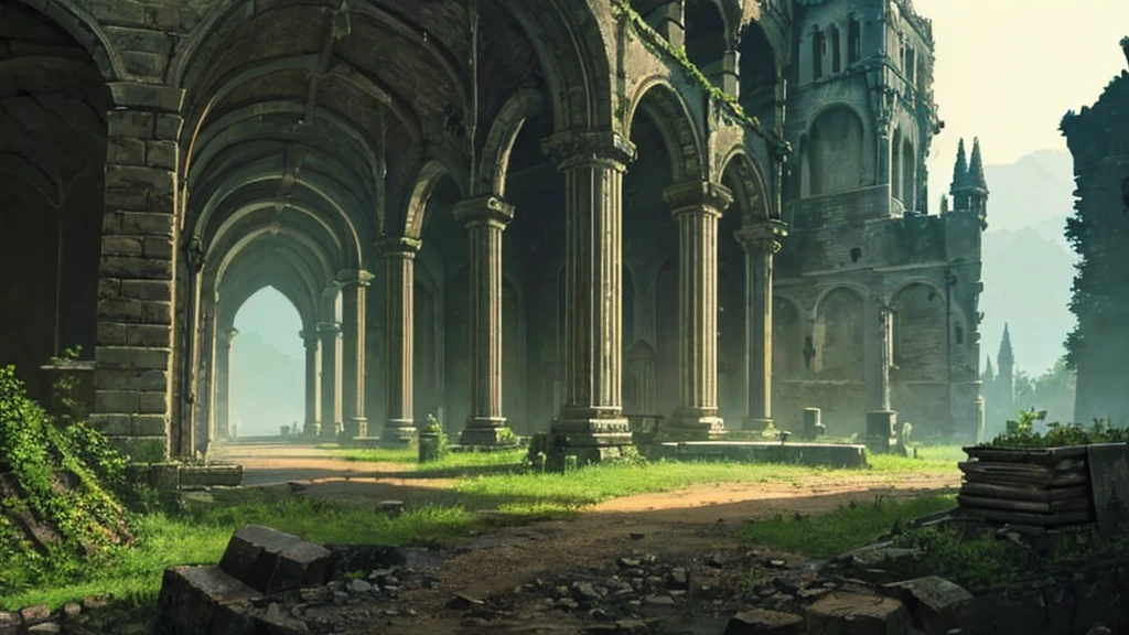 Scary old ruined castle. dirt, darkness.