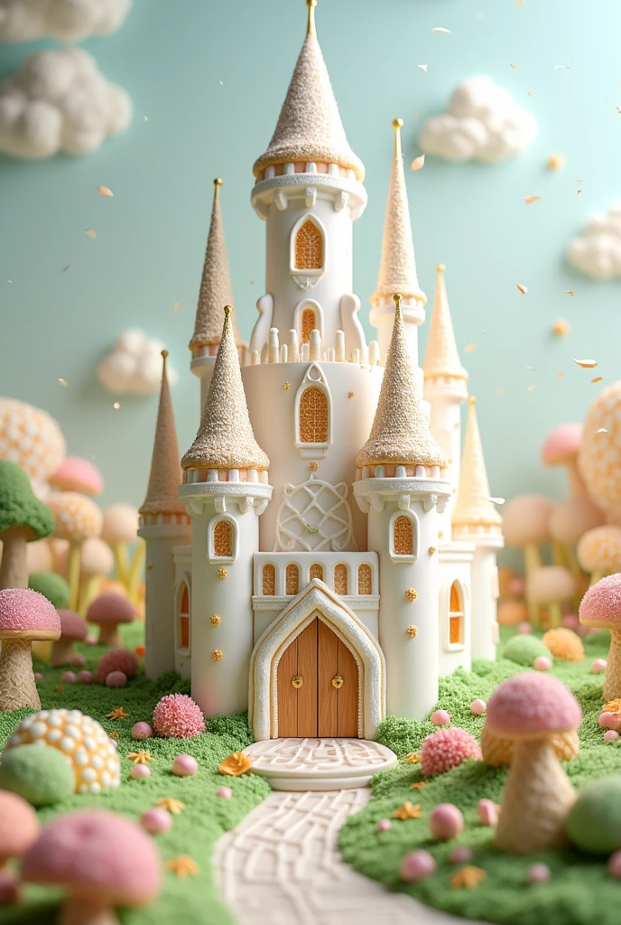 white square castle dessert