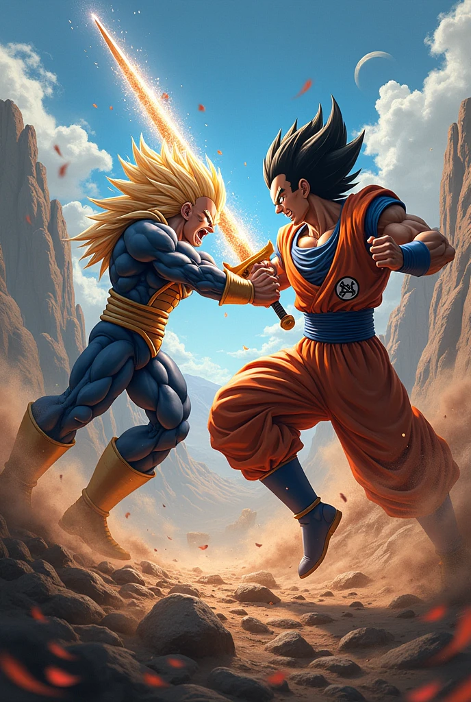 Images of Vegeta fighting He-Man
