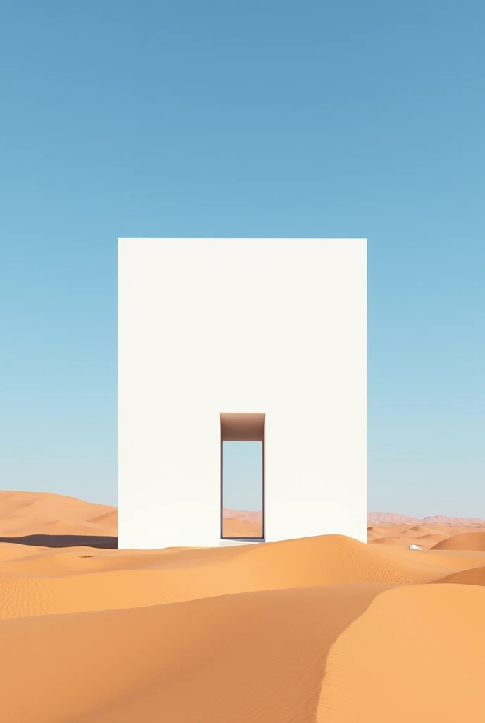 A large square white building in the desert