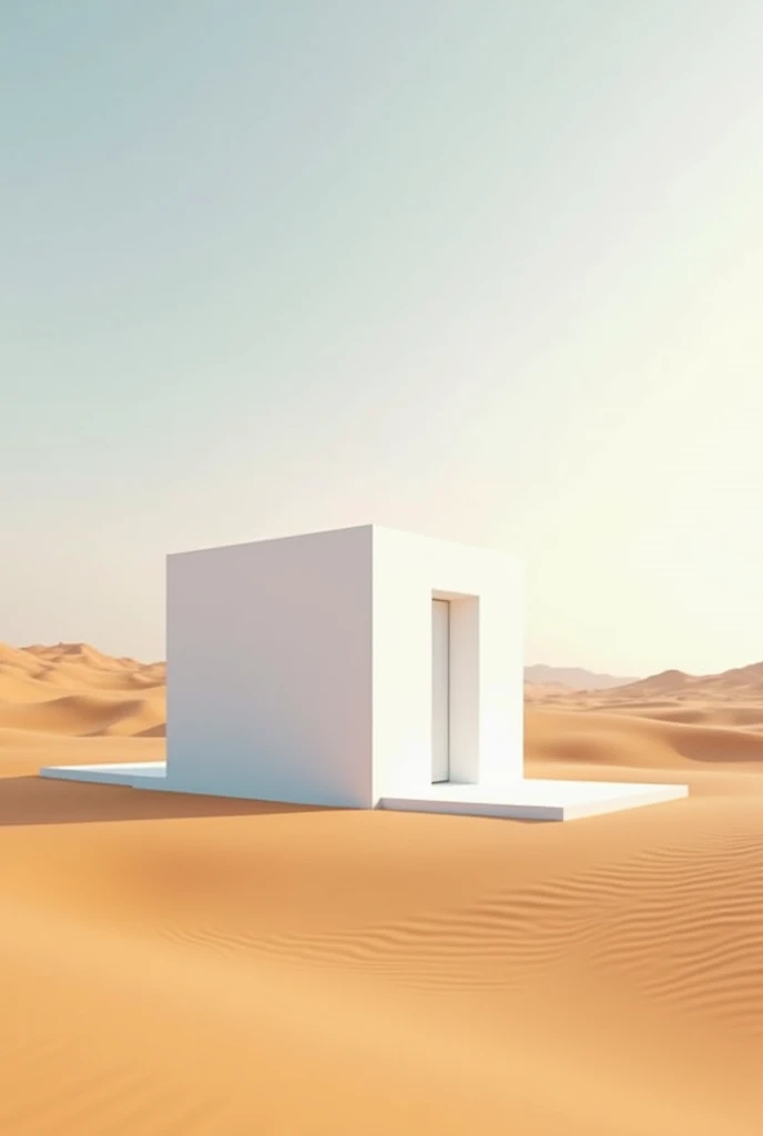 A large square white building in the desert