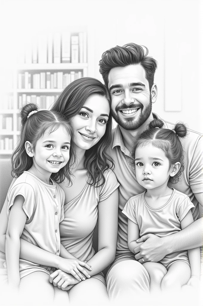 Family drawing with pencil