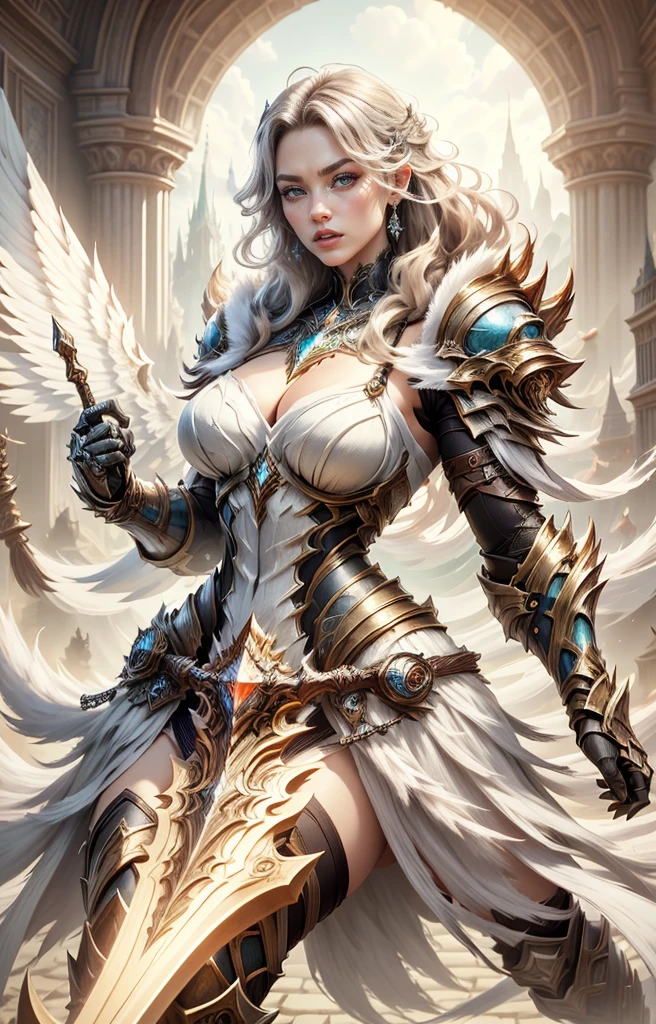 Muscle woman, Asgard, Valkyrie,Female Knight,Anatomically correct,Epic fantasy digital art,Masterpiece Artwork,8K,Realistic color body,HD resolution, Top quality,, Epic creation,