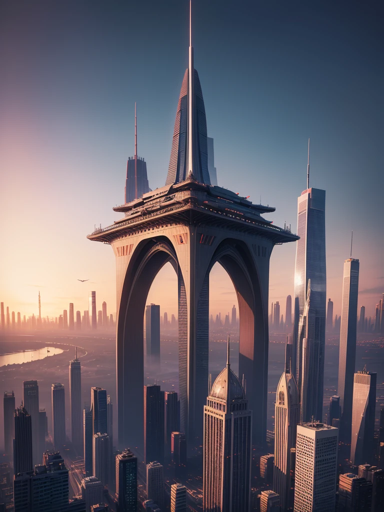 Skyscrapers line the ground,Future City,Best Quality,Super huge bridge,Building height100Double,SF,future world,Super huge torii,A world beyond imagination,cyber punk,8k,Super huge castle,Dream world,masterpiece