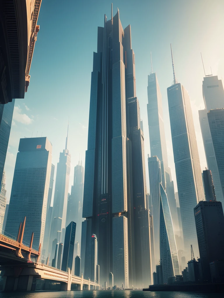 Skyscrapers line the ground,Future City,Best Quality,Super huge bridge,Building height100Double,SF,future world,Super huge torii,A world beyond imagination,cyber punk,8k,Super huge castle,Dream world,masterpiece
