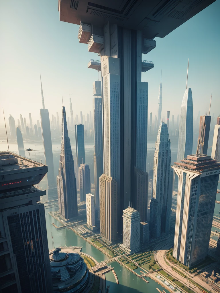 Skyscrapers line the ground,Future City,Best Quality,Super huge bridge,Building height100Double,SF,future world,Super huge torii,A world beyond imagination,cyber punk,8k,Super huge castle,Dream world,masterpiece