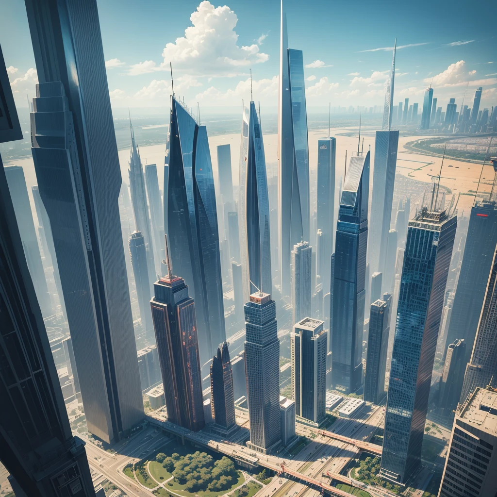 Skyscrapers line the ground，Future City，Best Quality，Super huge bridge，Building height１００Double，ＳＦ，future world，Super huge torii，A world beyond imagination，cyber punk，8k，Super huge castle，Dream world，masterpiece