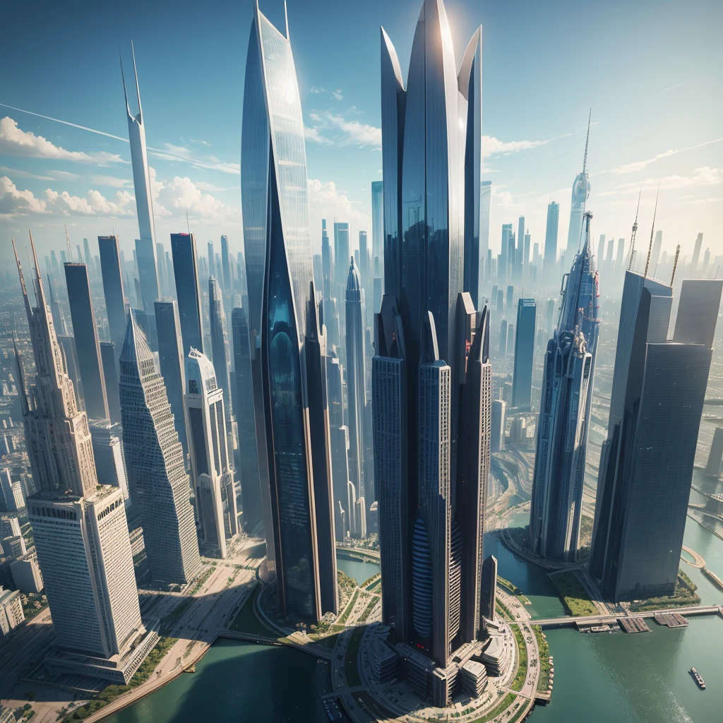 Skyscrapers line the ground,Future City,Best Quality,Super huge bridge,Building height100Double,SF,future world,Super huge torii,A world beyond imagination,cyber punk,8k,Super huge castle,Dream world,masterpiece