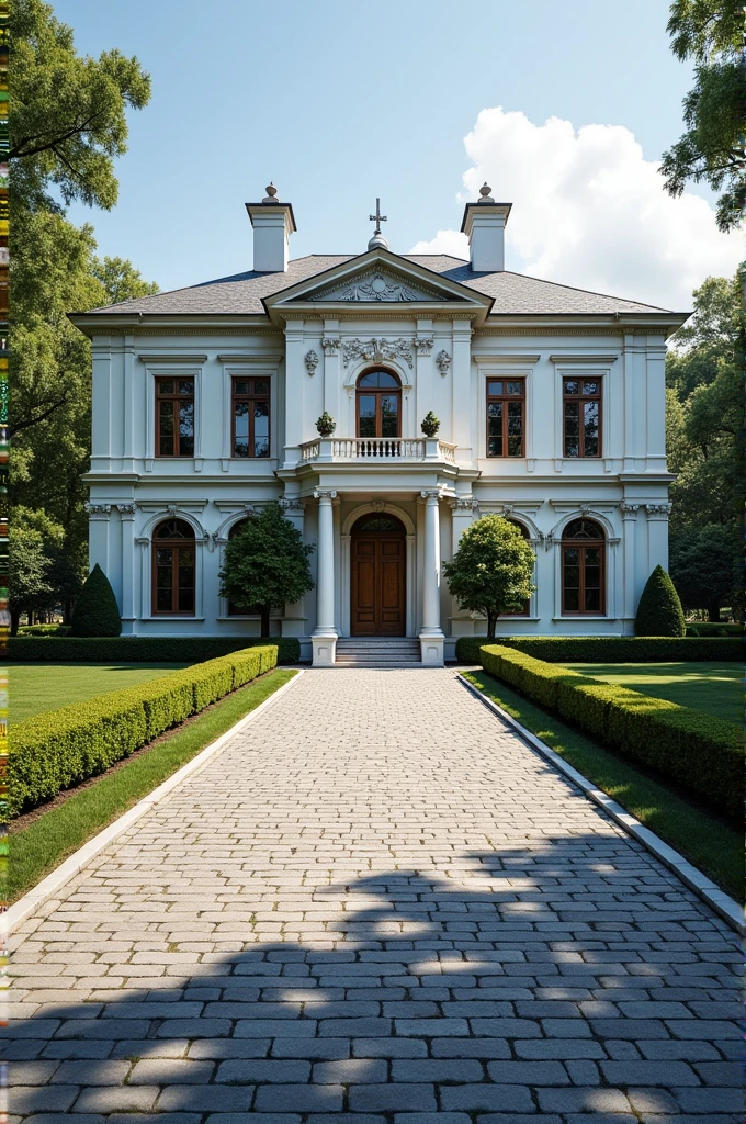 mansion with parking in front