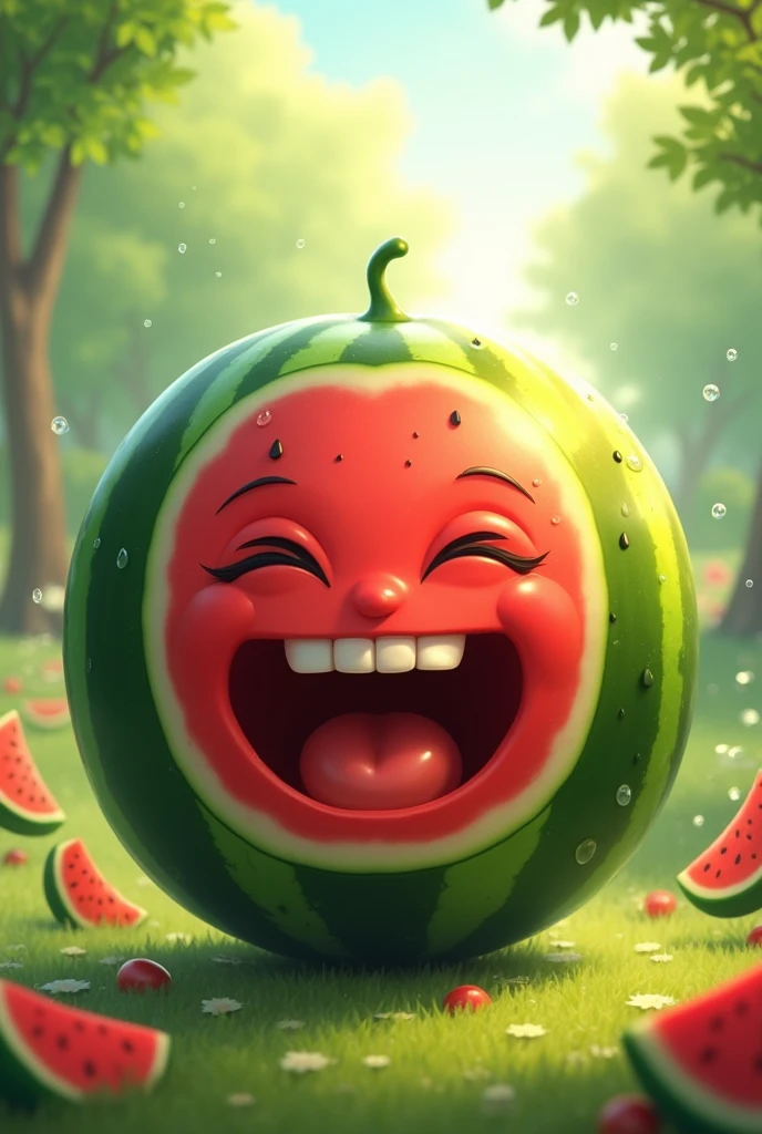 Red watermelon laughing round