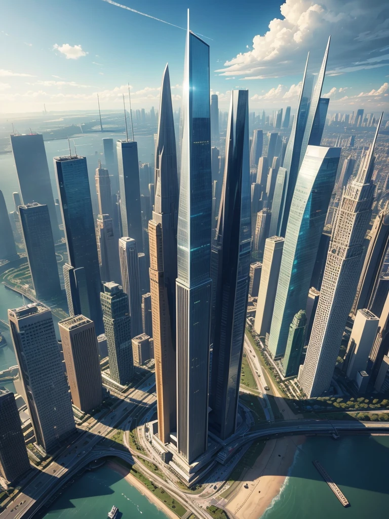 Skyscrapers line the ground,Future City,Best Quality,Super hugeな橋,Building height1000Double,SF,future world,A world beyond imagination,universe,cyber punk,8k,Super huge,Dream world,masterpiece