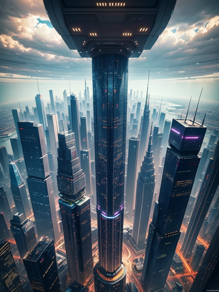 Skyscrapers line the ground,Future City,Best Quality,Super hugeな橋,Building height1000Double,SF,future world,A world beyond imagination,universe,cyber punk,8k,Super huge,Dream world,masterpiece