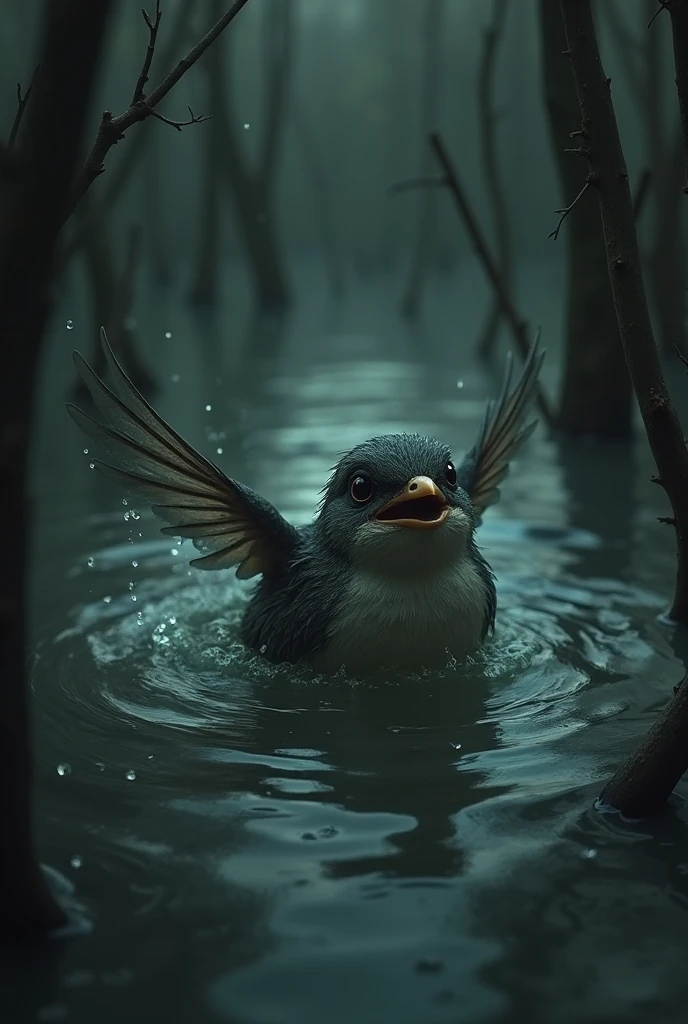 Create a drowning bird