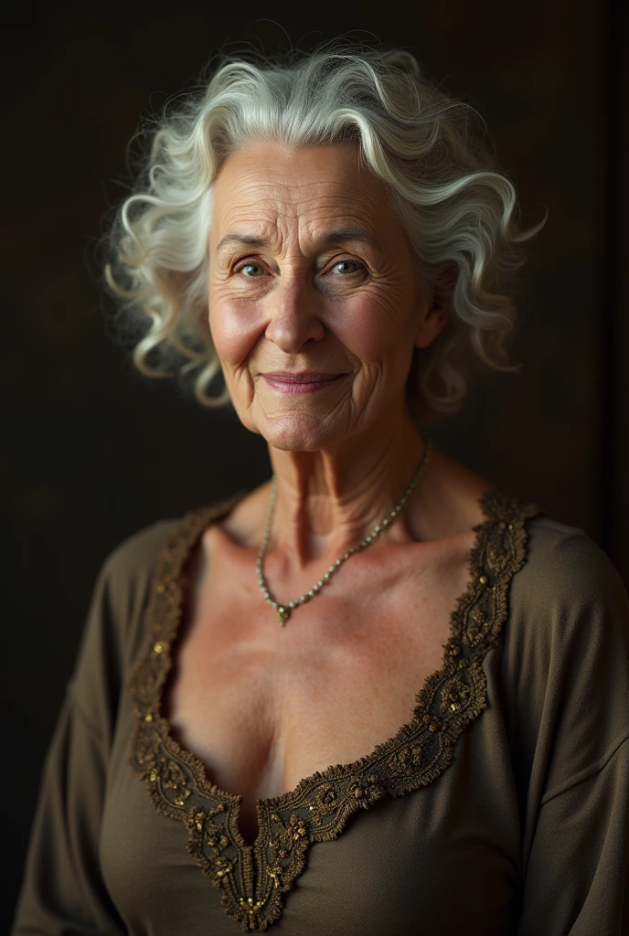 Beautiful old lady with pointed chest