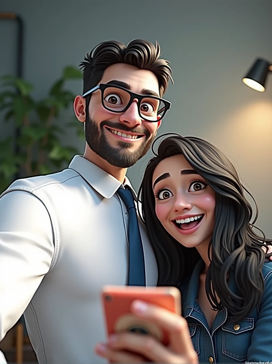 Cartoon character of a man in black glasses and blue shirt, animation character, stylized character, animation style rendering, 3d stylized, Arnold Maya rendering, Stylized 3D rendering, toon render screenshot, 3d character, 3d character, Stylized 3D rendering, 3D character rendering, cartoon character, Personagem de close up, character posing, (Pixar-style) (master part:1.2) (bokeh) (best qualityer) (skin detailed) (detailed texture) (8k) (Argilla) (cinematic lighting) (sharp focus
