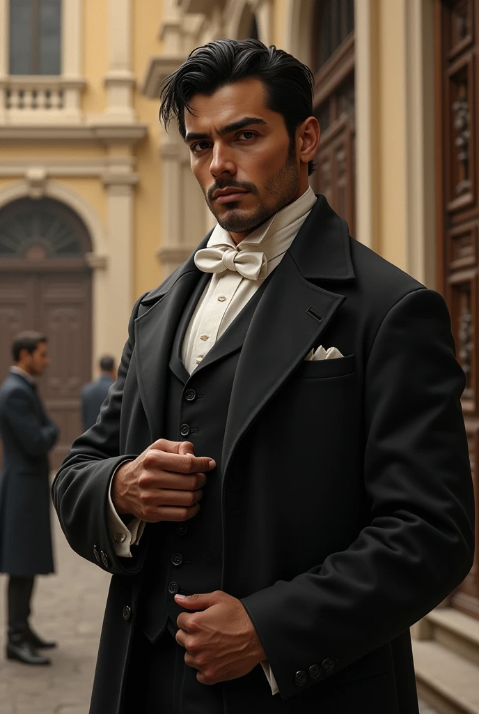  Martin Rivas. He is of robust and muscular build.. She has dark, straight hair., which contrasts with her dark complexion. His eyes are black. 

He is studying law at the Chilean National Institute of 1800 
