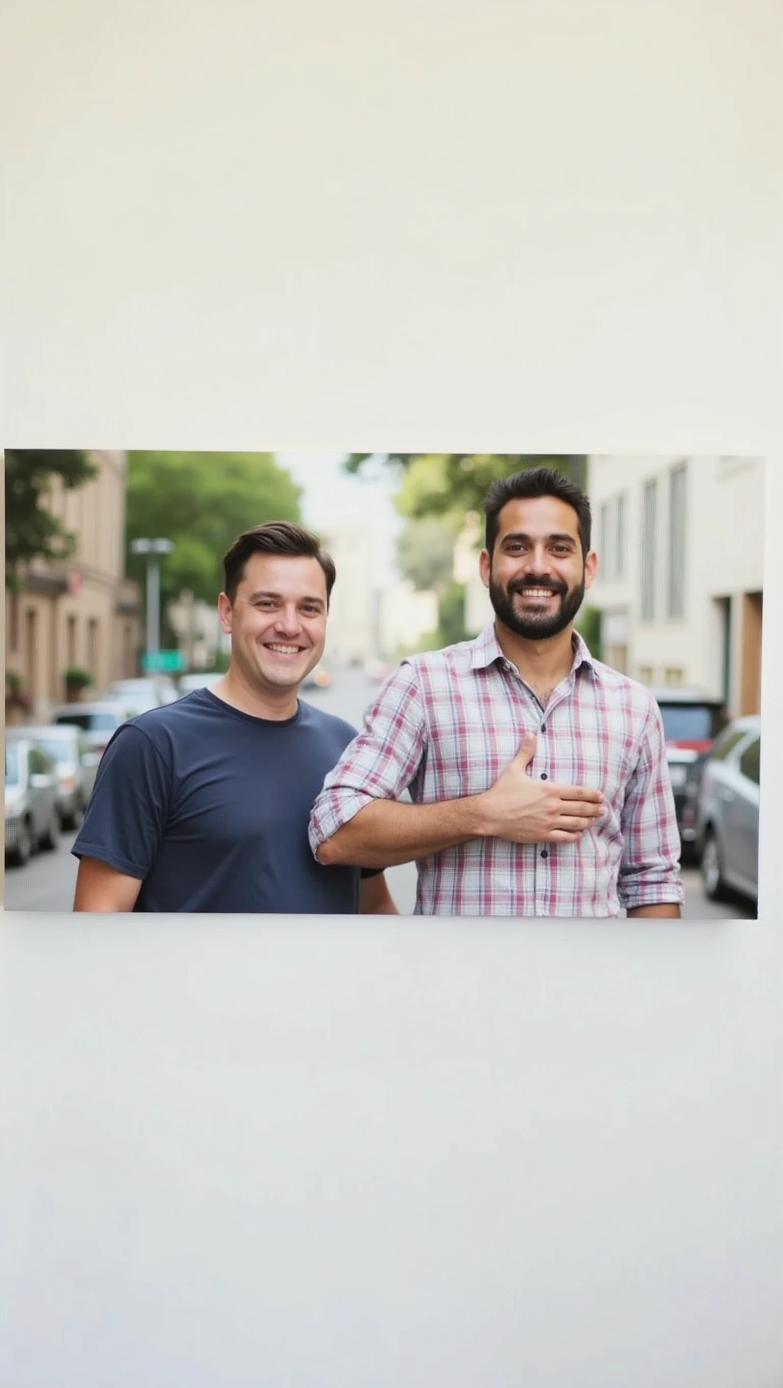 Create an image with the two people in the photo hugging each other