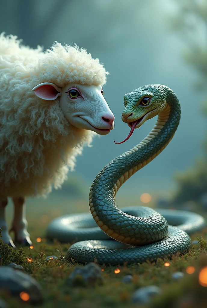new animal sheep together with snake