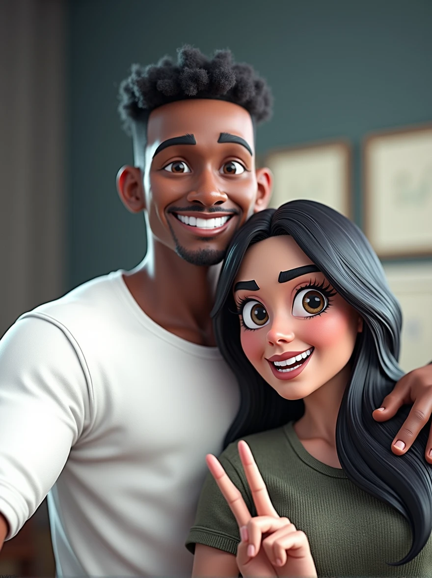 Cartoon character of a black man and ribeiro home logo shirt, animation character, Stylized character, animation style rendering, stylized 3D, Arnold Maya rendering, stylized 3D rendering, toon render screenshot, Character 3D, 3D Character, Stylized 3D Rendering, 3D Character Rendering, cartoon character, Close up Character, Character Pose, (Pixar Style) (master part:1.2) (Bokeh) (best quality) (detailed skin) ( detailed texture) (8K) (clay) (cinematic lighting) (sharp focus