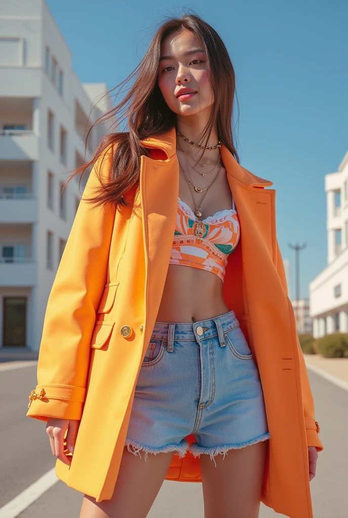 Fashion photography: fashionista, neo-athleisure, like radiating Kawaii charm, inspired by the styles of Paul Chabas x Optimus Prime, ultra-realism, photorealism