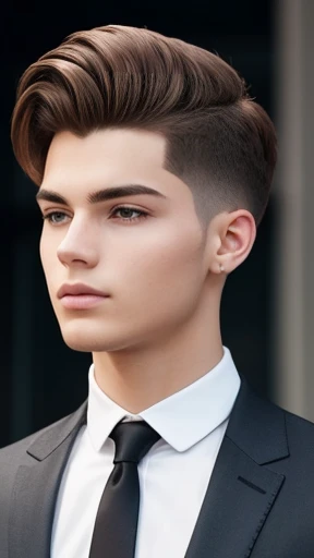 A young man Abergel stylish hair focus on face