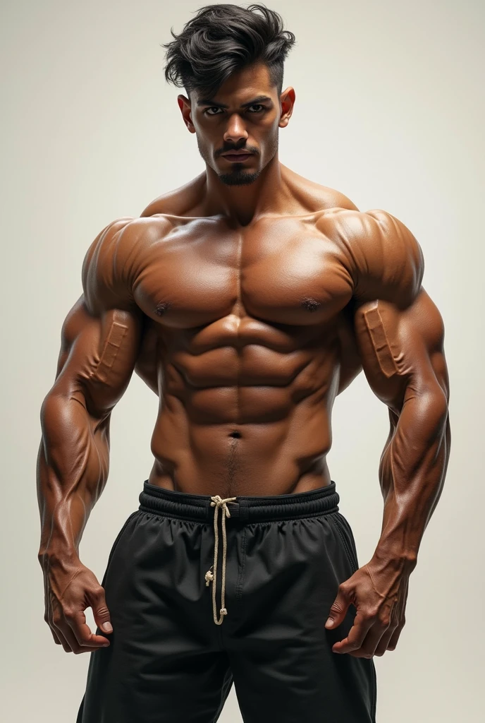 Create an Indian teen with a shredded powerlifter physique 