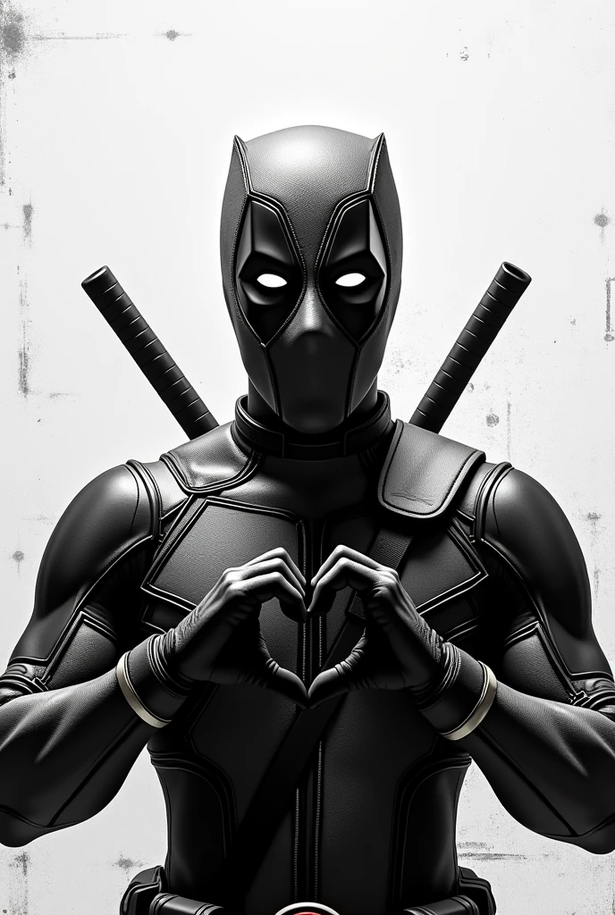 Design me word pool pic like Deadpool but in different way for my YouTube channel it related to vocabulary it's should be in black and white Deadpool should make love symbol don't use deadpool name i need the picture in black and white