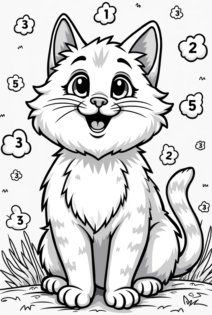 Cat coloring page with numbers 