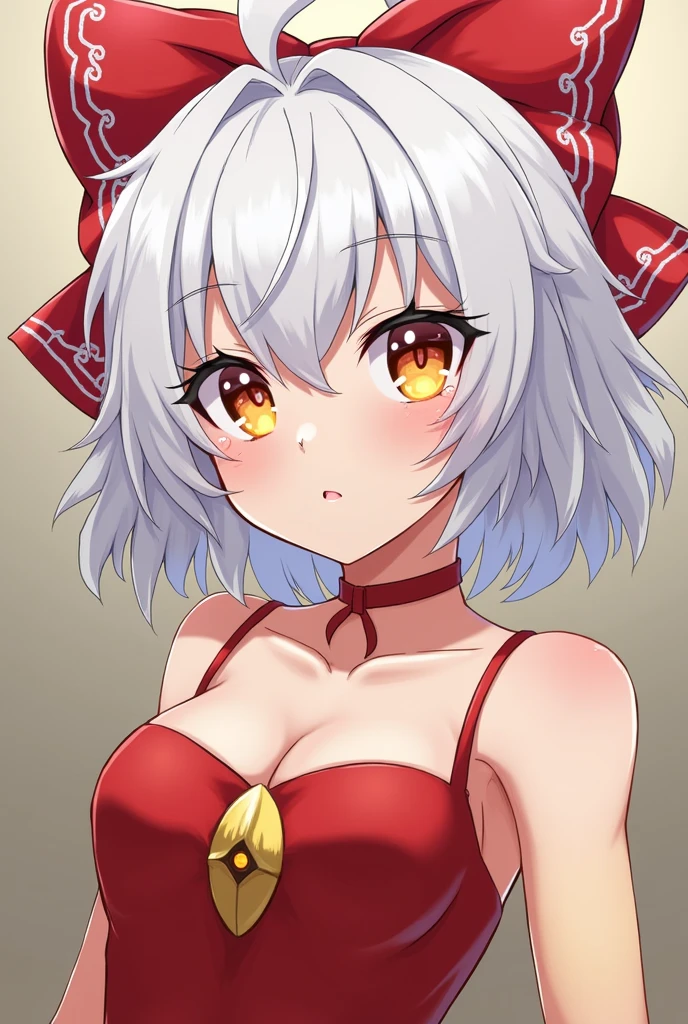 make neferpitou from hunter x hunter (White hair, Yellow and red eyes) swallowing a penis