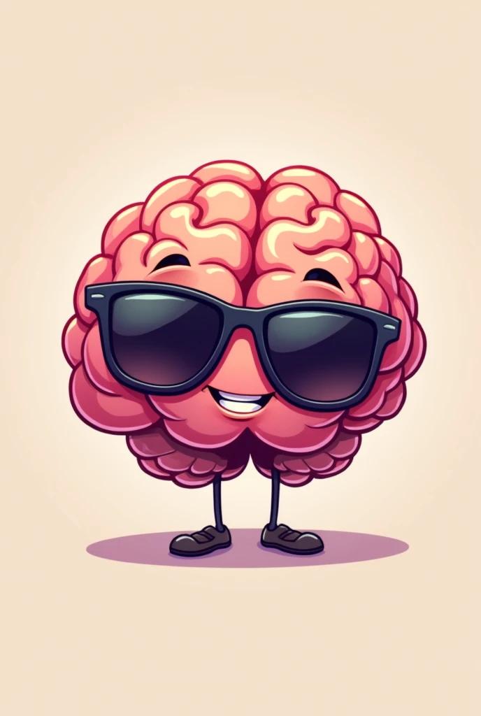 Brain wearing sunglasses cartoon