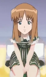 waring a stripes Light green and black dress