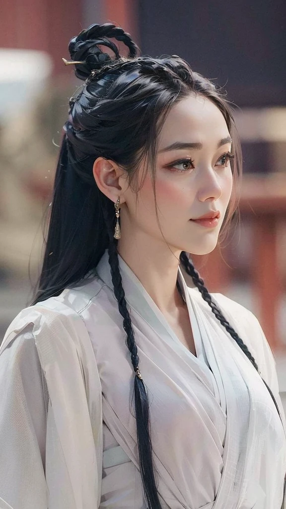wuxia, Chinese clothes, hourglass figure, large breasts, big hips, masterpiece, best quality, ultra detailed, realistic