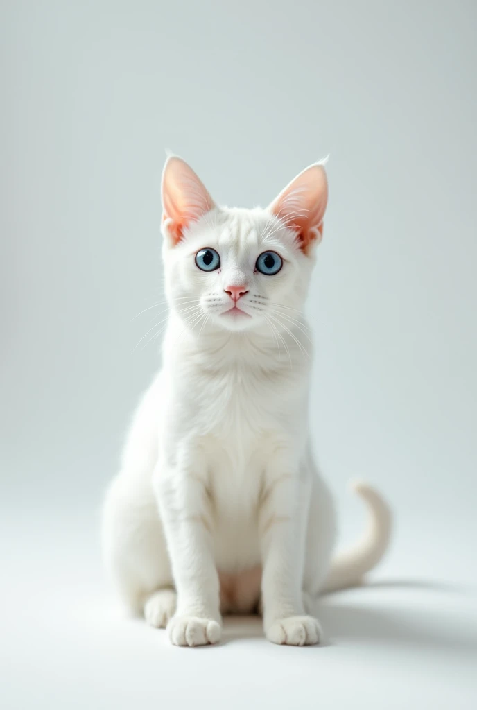 a white cat with blue eyes on a literal empty blank space