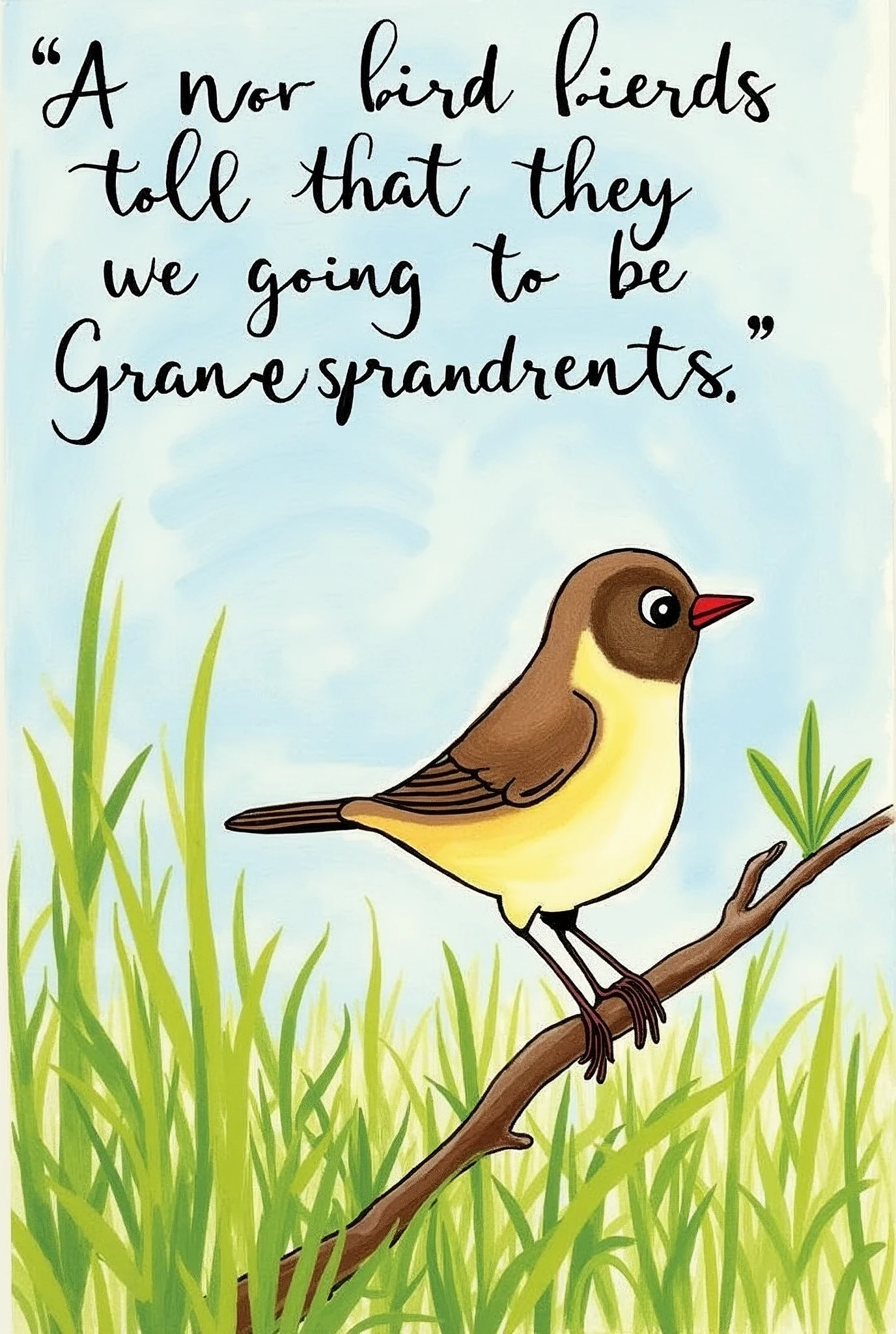 Make a picture for my parents that says "A little bird told me that they are going to be grandparents"" Let it be in Spanish