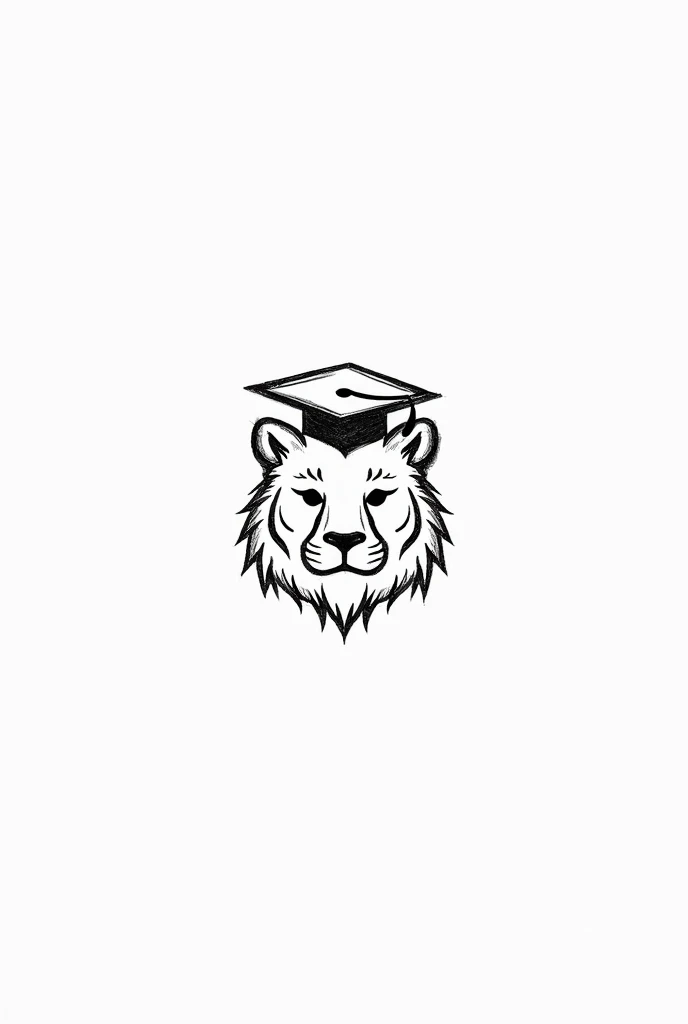 Logo of a tiger wearing a graduation cap and showing its tail, like just the head and the tail and it's just a sketch, a pencil drawing