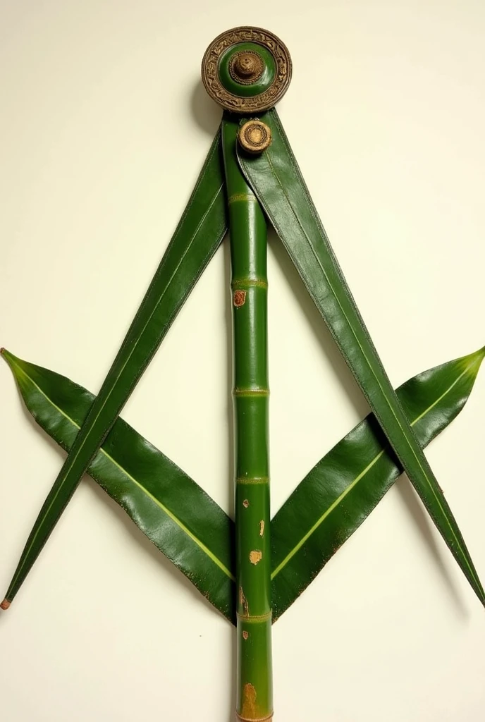 Symbol of Freemasonry where the compass is made from the sugar cane leaf and the square is made from the stem of sugar cane