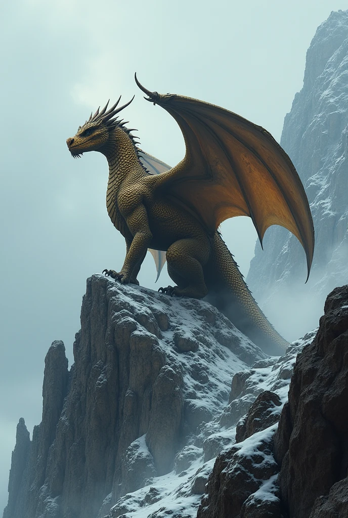 Dragon on the mountain in the style of Game of Thrones