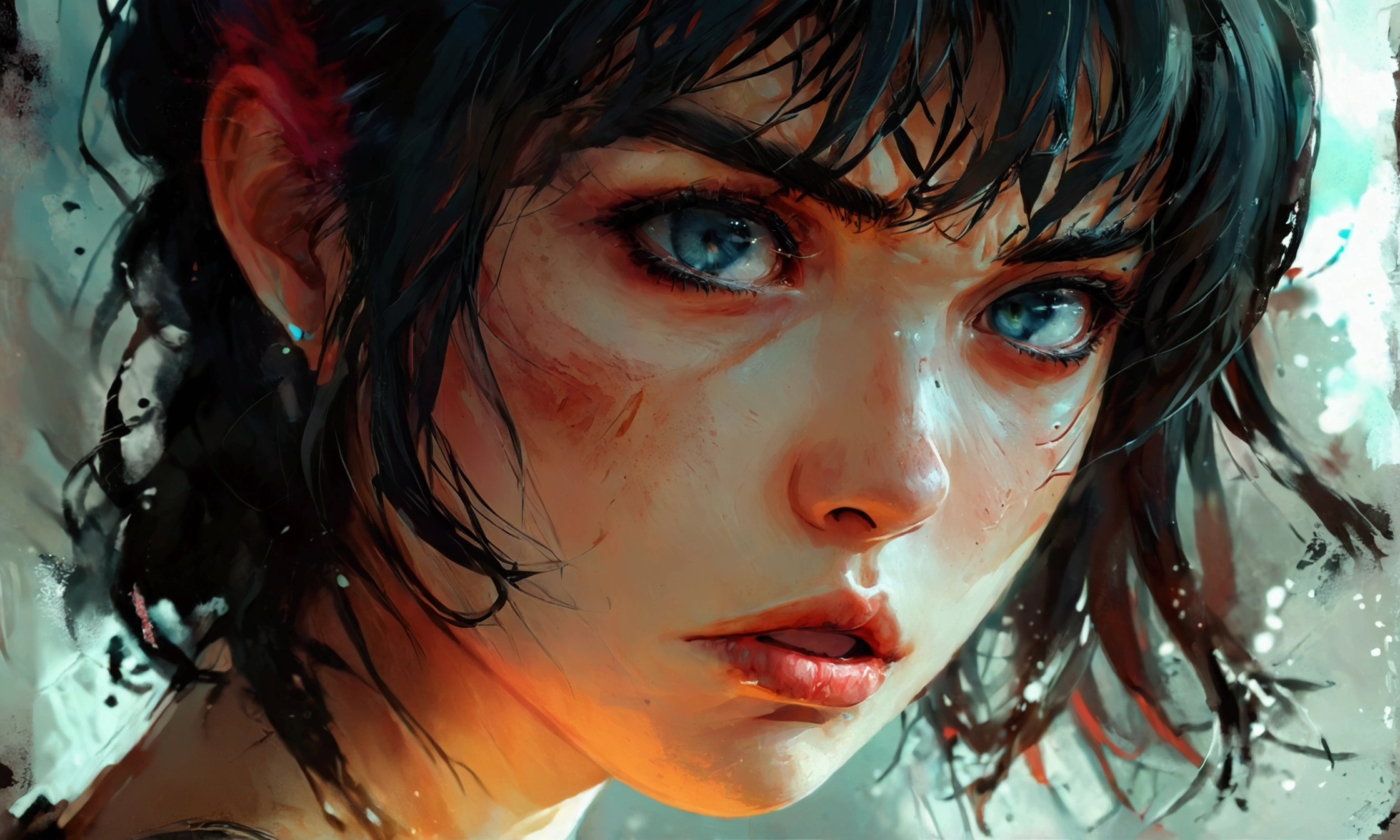 angry woman,manga style art