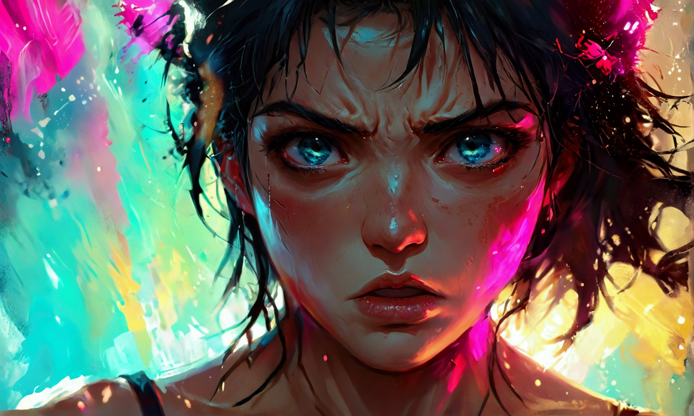 angry woman,manga style art