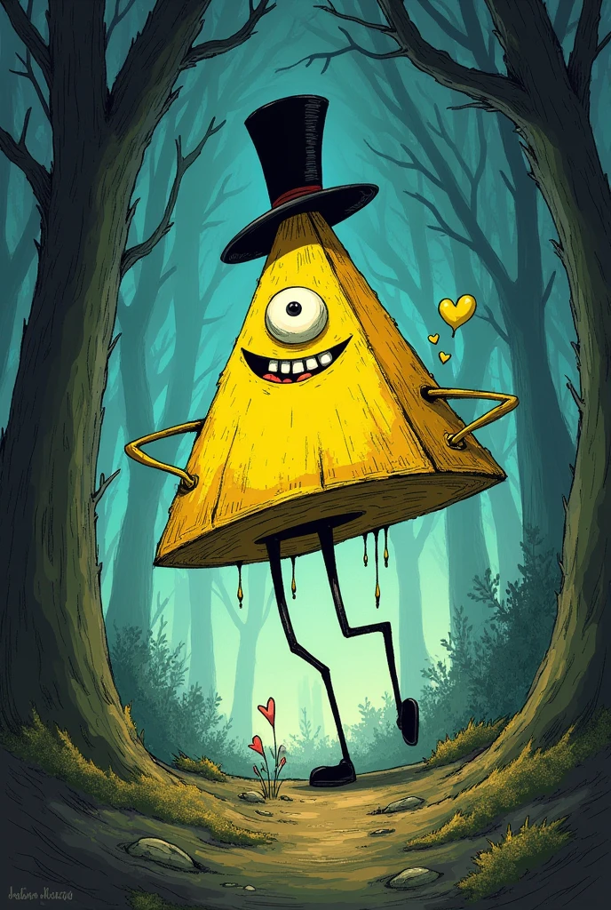 Image of bill cipher in gravity falls but drawing