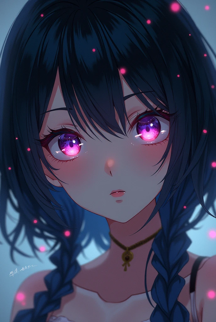 A beautiful, detailed portrait of Shinobu from the anime Demon Slayer, depicted in a dramatic angle with iridescent skin, floating colorful sparkles, dramatic lighting, and chiaroscuro effects creating evocative depth. (best quality,4k,8k,highres,masterpiece:1.2),ultra-detailed,(realistic,photorealistic,photo-realistic:1.37),1girl,iridescent skin,dramatic angle,(floating colorful sparkles:1.3),dramatic lighting,chiaroscuro,evocative depth,portrait,anime,detailed eyes,detailed lips,long eyelashes,elegant,graceful,serene expression
