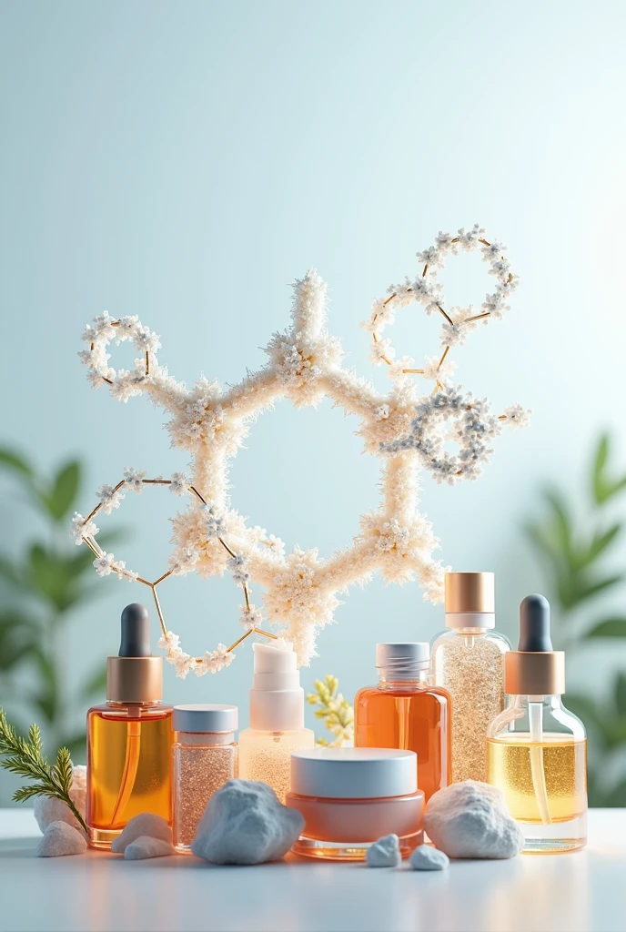 Can you help me in making a group of image that represents role of rosmarinic acid in cosmetic. I need only image not text