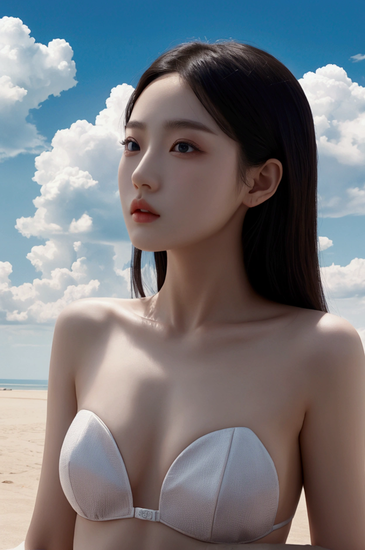 Xin Haicheng、beautiful girl、cumulonimbus、summer、Topless