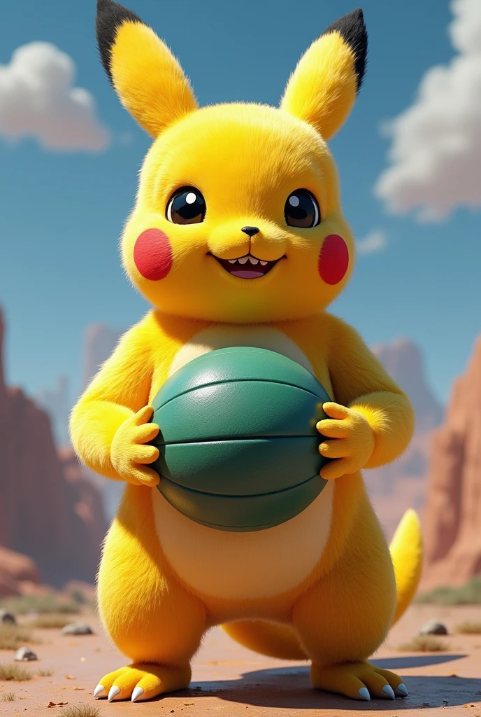 Realistic Dragon Ball Bills character as a Pokemon trainer, 3d