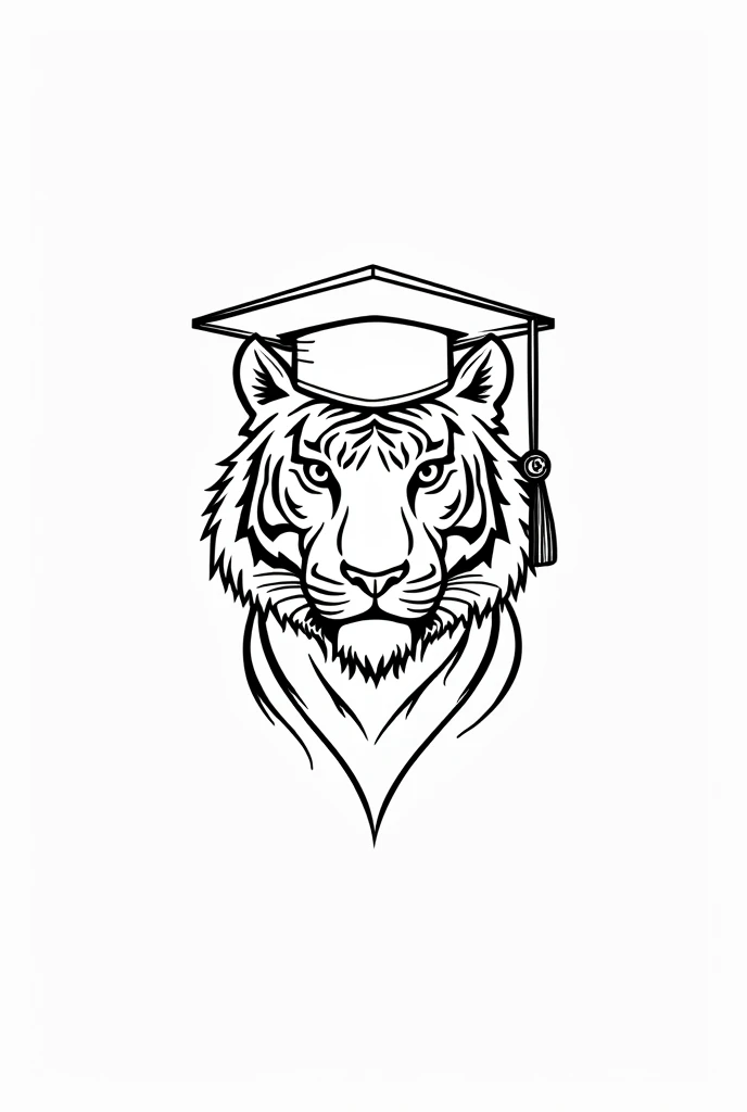Logo of a tiger, sem beard , com um capelo de formatura sem beard um desenho a lapis deixe minimalista