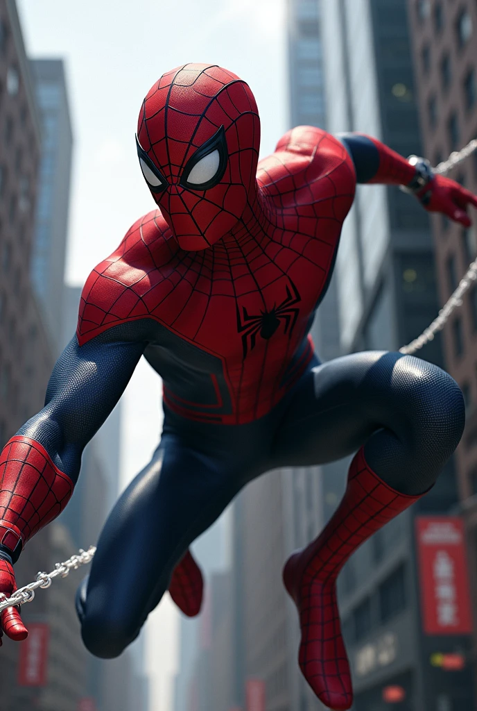  A Spiderman photo with web shooting in left corner down side

