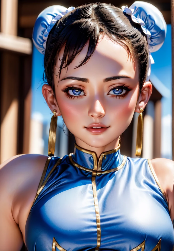 (Photo:1.3), highdetail, chun-li, 1girl, solo, smirk, walking towards viewer, (seductive, alluring, charming:1.3), (ultra-high res, high details, absurdres:1.3)