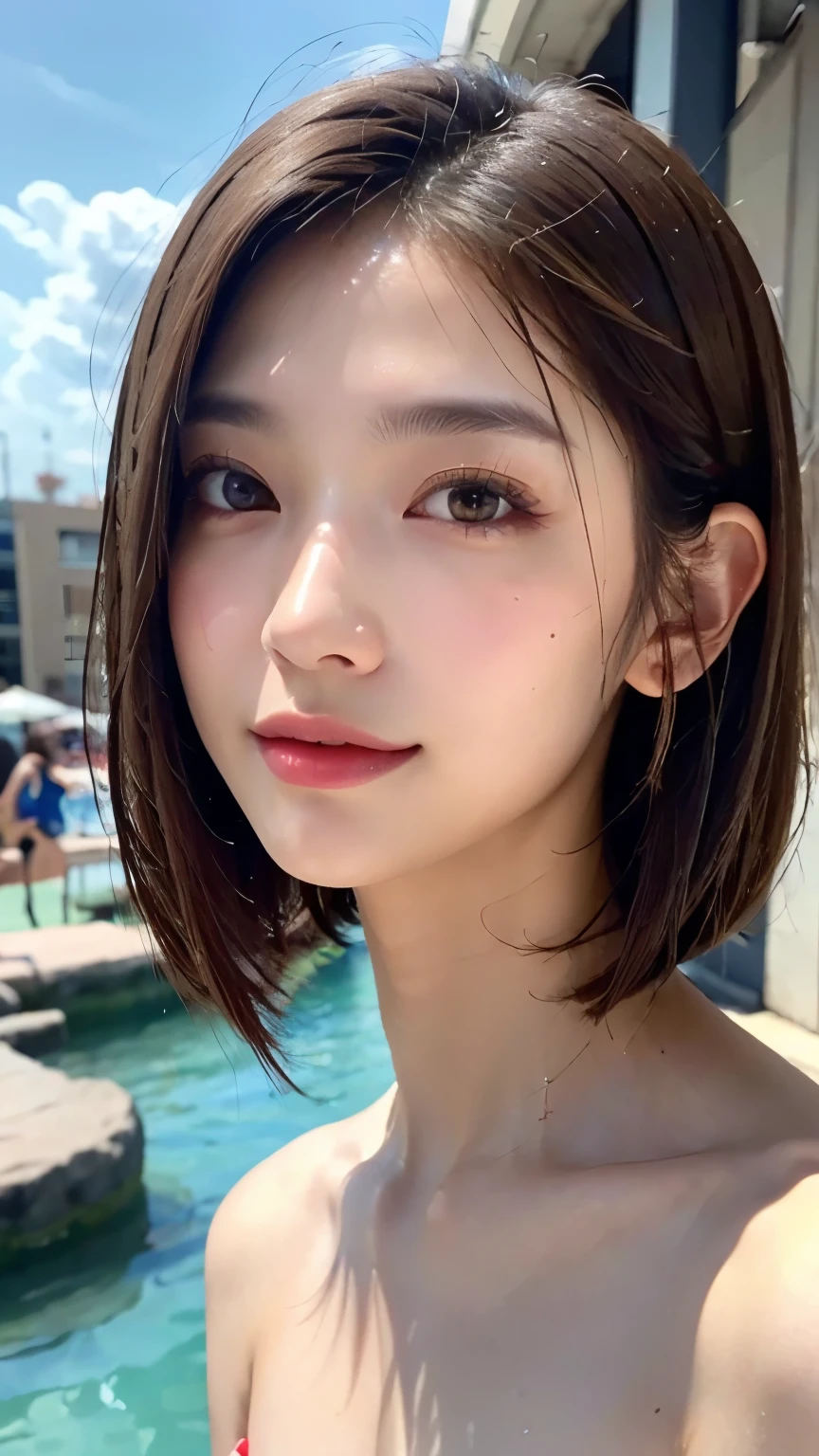 (closeup portrait of a girl,brown short straight hair,shoulder length hair,detailed facial features,beautiful detailed eyes,beautiful detailed lips,extremely detailed eyes and face,long eyelashes,high quality,4k,8k,highres,masterpiece:1.2,ultra-detailed,realistic,photorealistic:1.37,studio lighting,ultra-fine painting,sharp focus,physically-based rendering,extreme detail description,professional,vivid colors,bokeh)